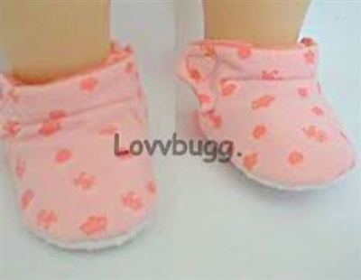 Peach Fabric Baby Slippers