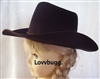 Black Velvety Cowgirl Cowboy Hat for 18 inch American Girl or Boy, Baby Doll Accessory