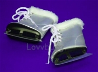 Silver Furry Ice Skates