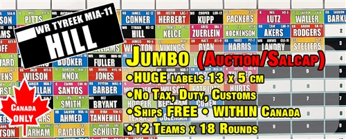 Auction Style Jumbo Fantasy Football Draft Board |Bruno's