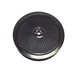 Extraflow 14" X 3" Air Cleaner Assembly, BLACK Open Element with Breathe Thru Top, Washable Filter and Star Wingnut