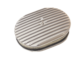 1967 - 1992 Camaro Air Cleaner Assembly, 12" Oval Open Element, POLISHED ALUMINIUM FULL FINNED