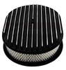 1967 - 1992 Camaro Air Cleaner Assembly, 12" Oval Open Element, BLACK ALUMINIUM FULL FINNED