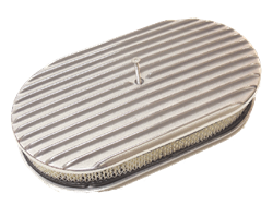 1967 - 1992 Camaro Air Cleaner Assembly, 15" Oval Open Element, POLISHED ALUMINIUM FULL FINNED