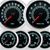 Image of the 60s Muscle Custom 6 Gauge Set. Complete with Speedo, Tach, Volt, Oil, Water and Fuel Gauges.