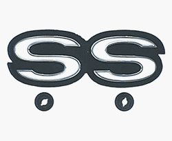 1968 - 1972 Camaro SS Grille Emblem, Super Sport in White, Chrome, and Black