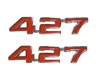 427 Custom Front Fender Emblems, Red Inner, Pair