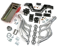 Image of the New 1967 - 1969 Camaro Trans-Dapt LS Swap In A Box Kit with Hedman HTC Polished Silver Ceramic Coated Headers For Manual Transmission