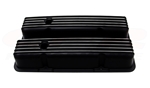 1967 - 1985 Camaro BLACK Valve Covers, Small Block, Polished Aluminum, Finned