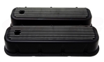 1967 - 1974 Big Block Chevy Valve Covers,  BLACK ALUMINIUM Finned Classic Ribbed Design