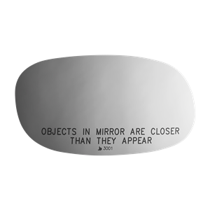 1970 - 1981 RH Exterior Bullet Door Mirror Replacement Glass with OBJECTS IN MIRROR ARE CLOSER THAN THEY APPEAR