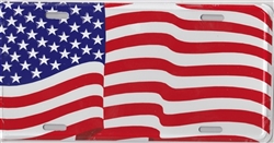 Image of the American Flag License Plate Made in the USA of Embossed Aluminum