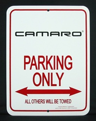 Sign, Camaro Parking Only, Third Gen Camaro Logo