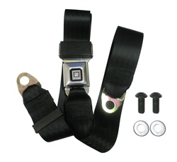 GM Push Button Seat Belt Set with Stainless Buckle and Black Webbing, Each