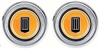 1979 - 1981 Door Panel Emblems (Window Crank Block Offs), Orange Badge, Pair