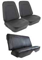 1967 - 1968 Camaro Genuine Leather Standard Interior Front Buckets and Rear Seat Cover Upholstery Set, Coupe