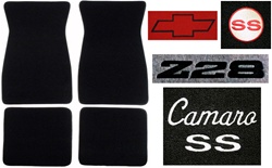 1973 Camaro Floor Mats Set, Custom Carpeted with Choice of Logos and Colors