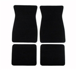1970 - 1981 Black Front and Rear Floor Mats Set, Carpeted with Grippers, CUT PILE MATERIAL