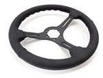 1967 - 1989 Camaro Custom Black Leather Steering Wheel with  BLACK Spokes