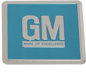 1967 Camaro GM Door Decal, Correct Stamped Steel with Aqua Green Detail