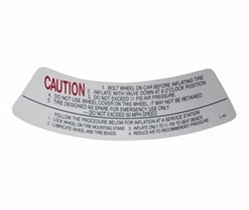 1967 - 1972 Camaro Space Saver Wheel Rim Caution Decal