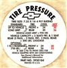 1968 Camaro Tire Pressure Decal, Heavy Duty Suspension, BX | Camaro Central