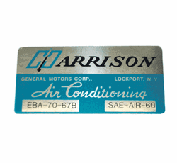 1967 Camaro Air Conditioning Evaporator Box, Harrison Decal