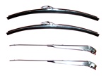 1967 - 1969 Camaro Windshield Wiper Arms and Blades Kit for Convertibles, Brushed Finish