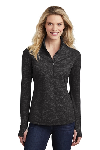 Sport-Tek Â® Ladies Sport-Wick Stretch Reflective Heather 1/2-Zip Pullover