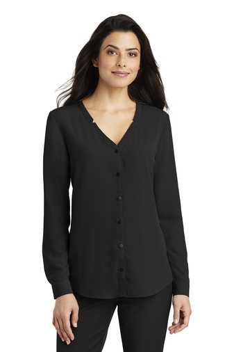 Port Authority Ladies Long Sleeve Button-Front Blouse