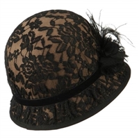 Jeanne Simmons - Brown/Black Lace Cloche