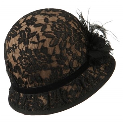 Jeanne Simmons - Brown/Black Lace Cloche