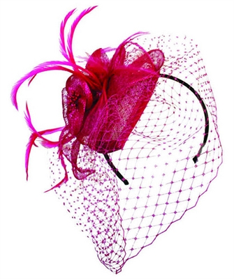 Jeanne Simmons- Tear Drop Sinamay Fascinator w/ Veil