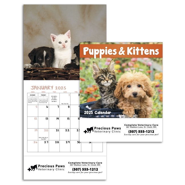 61-908 Puppies & Kittens Mini Wall Calendar