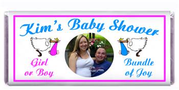 Baby Shower Photo Double Stork Candy Bar