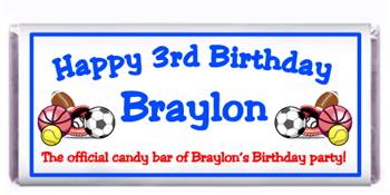 Childrens Birthday Sports Candy Bar