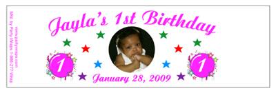 Childrens Birthday Photo Burst Water Bottle Labels