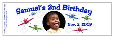 Childrens Birthday Airplane Water Bottle Labels