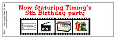 Childrens Birthday Movie Film Bottle Labels