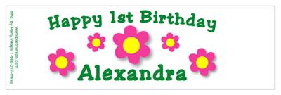 Childrens Birthday Daisy Dots Water Bottle Labels