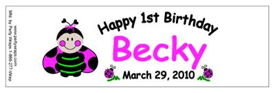 Childrens Birthday Lady Bugs Water Bottle Labels