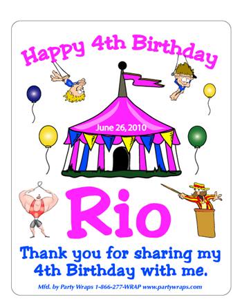 Childrens Birthday Circus Tent Label