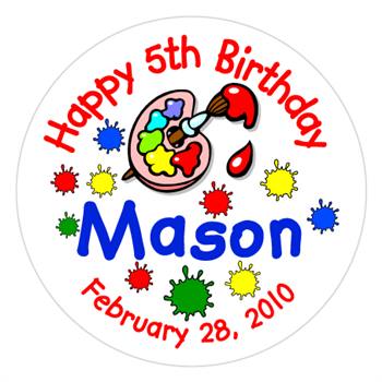 Childrens Birthday Paint Label