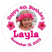 Childrens Birthday Photo Hibicus Label