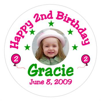 Childrens Birthday Photo Balloon Label