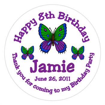 Childrens Birthday Butterfly  Label