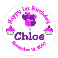 Childrens Birthday Balloon Bouquet Cupcake Label