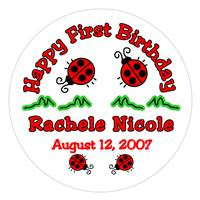 Childrens Birthday Lady Bug Label