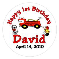 Childrens Birthday Fireman Label