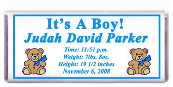 Birth Announcement Double Bear Candy Bar